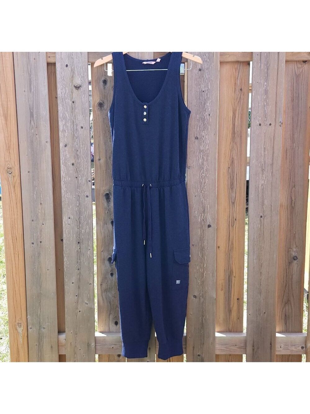 COZY La Vie En Rose Women's Jumpsuit ROMPER Size Medium NAVY Cargo Style Romper